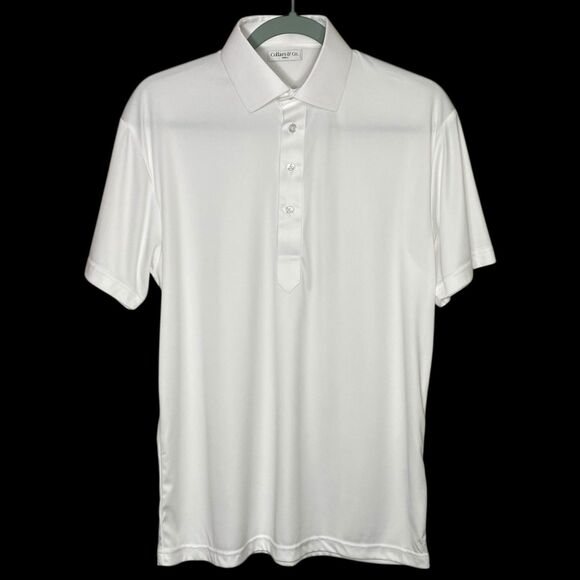 Collars & Co Polo Shirt Mens Small White Semi Spread Dress Collar Office NEW